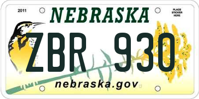 NE license plate ZBR930