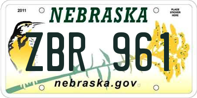 NE license plate ZBR961