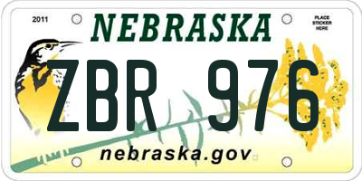 NE license plate ZBR976