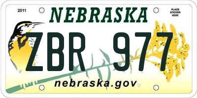 NE license plate ZBR977