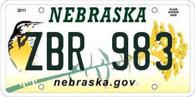 NE license plate ZBR983
