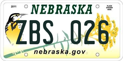 NE license plate ZBS026