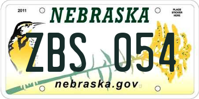 NE license plate ZBS054