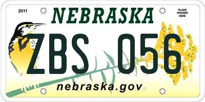 NE license plate ZBS056