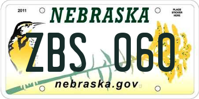 NE license plate ZBS060