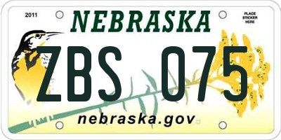 NE license plate ZBS075