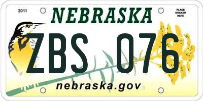 NE license plate ZBS076