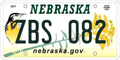 NE license plate ZBS082