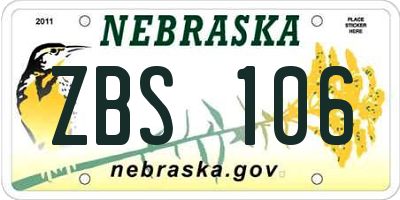 NE license plate ZBS106