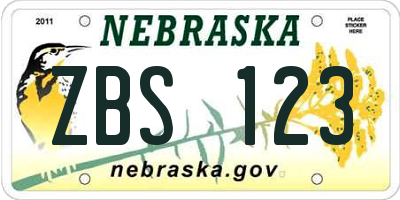 NE license plate ZBS123
