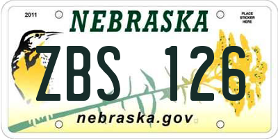 NE license plate ZBS126
