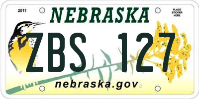 NE license plate ZBS127