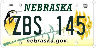 NE license plate ZBS145