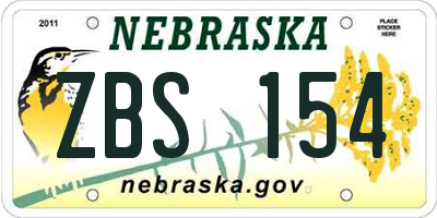 NE license plate ZBS154