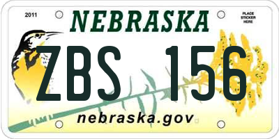 NE license plate ZBS156