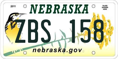 NE license plate ZBS158