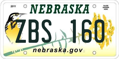 NE license plate ZBS160