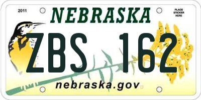 NE license plate ZBS162