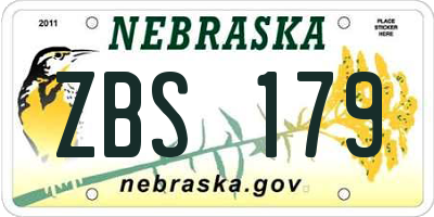 NE license plate ZBS179