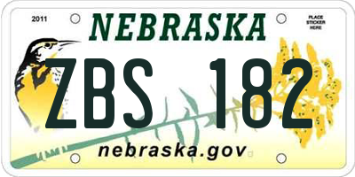 NE license plate ZBS182