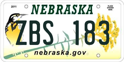 NE license plate ZBS183