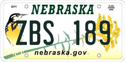 NE license plate ZBS189