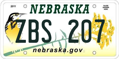 NE license plate ZBS207