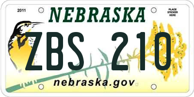 NE license plate ZBS210