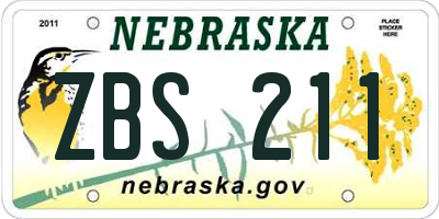 NE license plate ZBS211