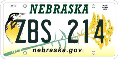 NE license plate ZBS214