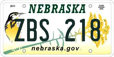 NE license plate ZBS218