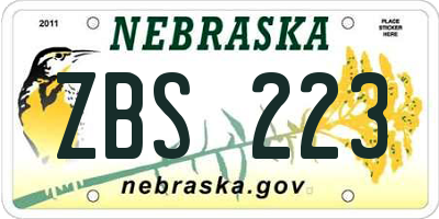 NE license plate ZBS223