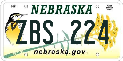 NE license plate ZBS224