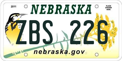 NE license plate ZBS226