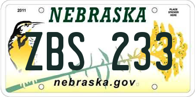 NE license plate ZBS233