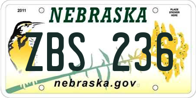 NE license plate ZBS236