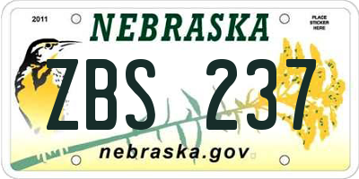 NE license plate ZBS237