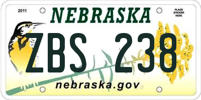 NE license plate ZBS238