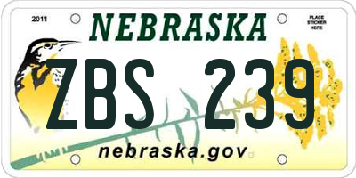 NE license plate ZBS239