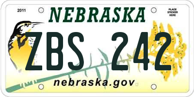 NE license plate ZBS242