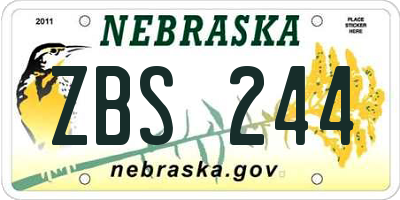 NE license plate ZBS244
