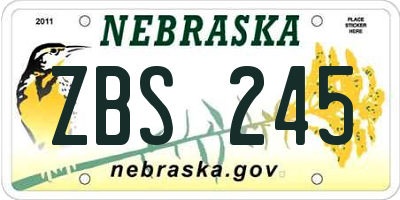 NE license plate ZBS245