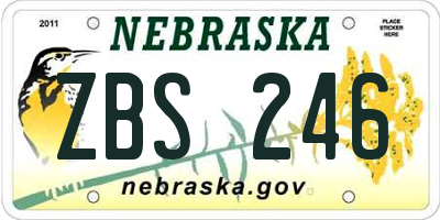 NE license plate ZBS246