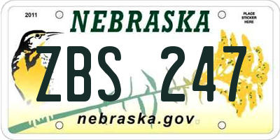 NE license plate ZBS247