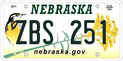 NE license plate ZBS251