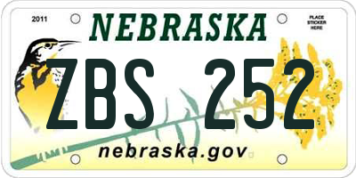 NE license plate ZBS252
