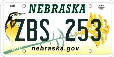 NE license plate ZBS253