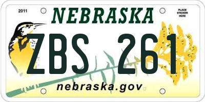 NE license plate ZBS261