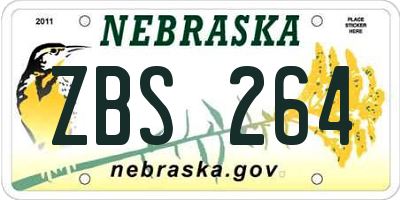 NE license plate ZBS264