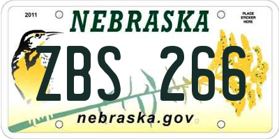 NE license plate ZBS266